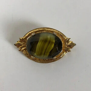 Vtg Tiger Eye  Brooch